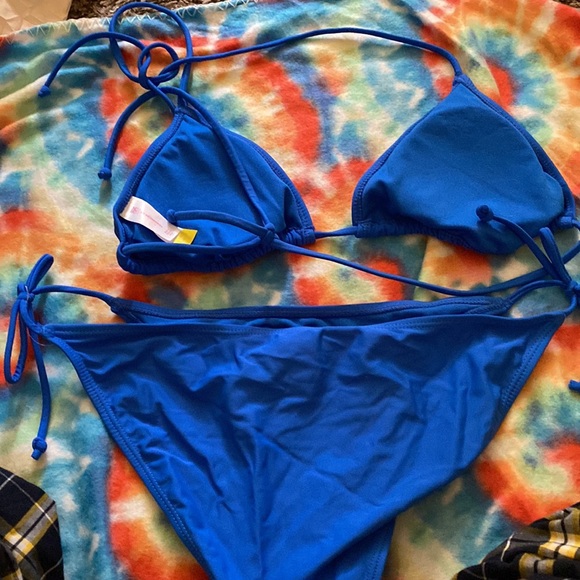 blue string tie bathing suit| never worn - Picture 2 of 2